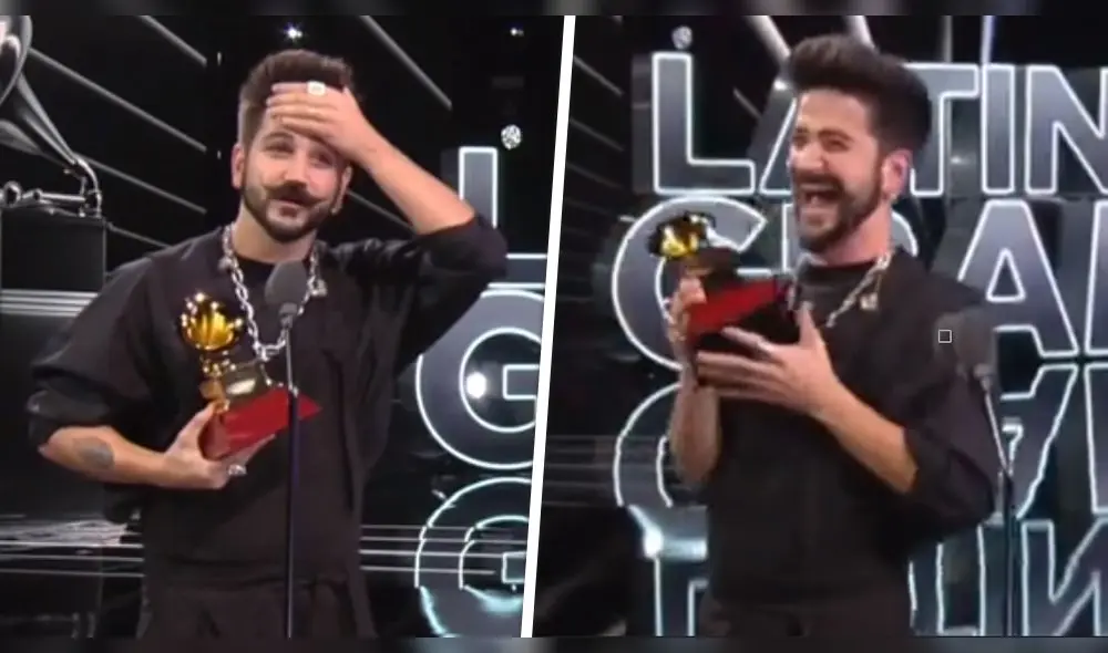 Camilo se emociona al recibir su primer Latin Grammy. Foto: composición capturas TNT