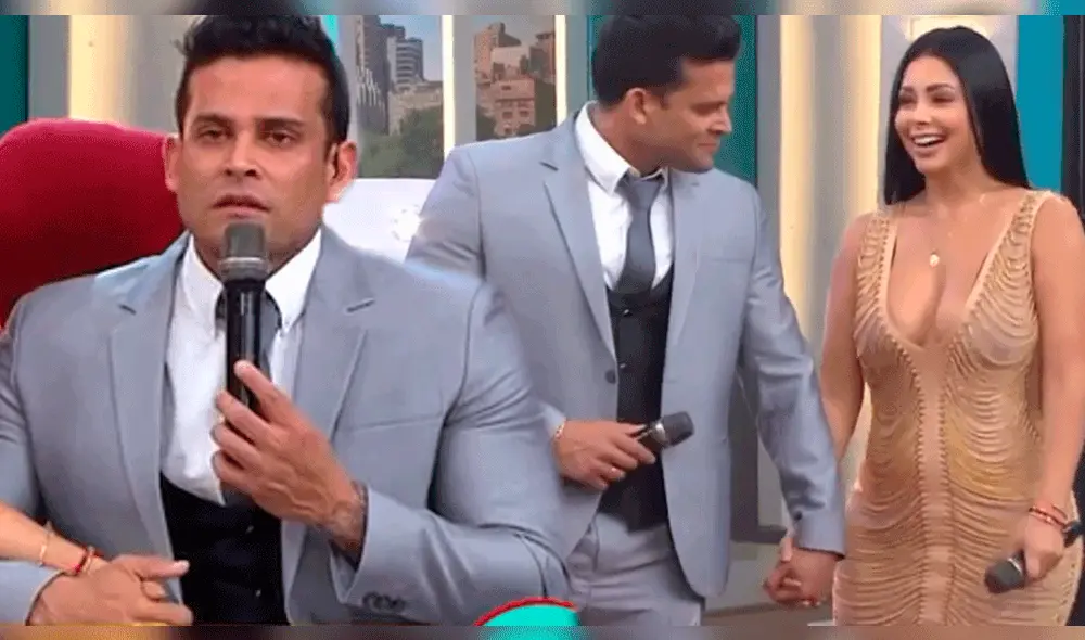 Christian Domínguez y Pamela Franco celebraron 3 años de noviazgo. Foto: composición LR/América TV