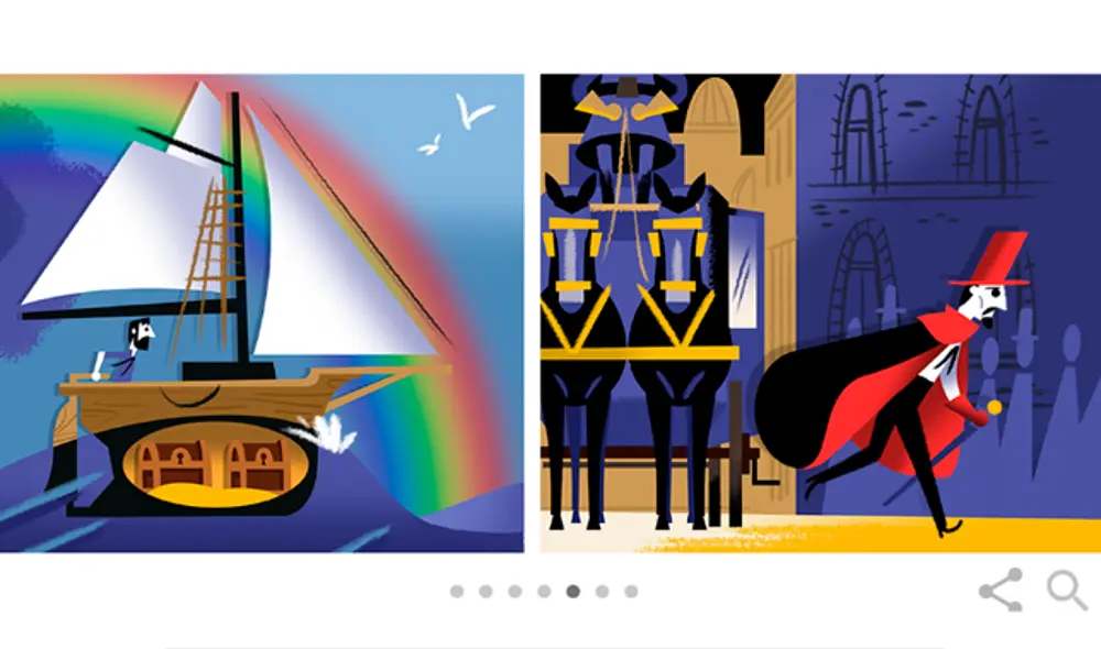 Doodle en honor a El conde del Montecristo. Captura: Google Doodle en honor a El conde del Montecristo. Captura: Google