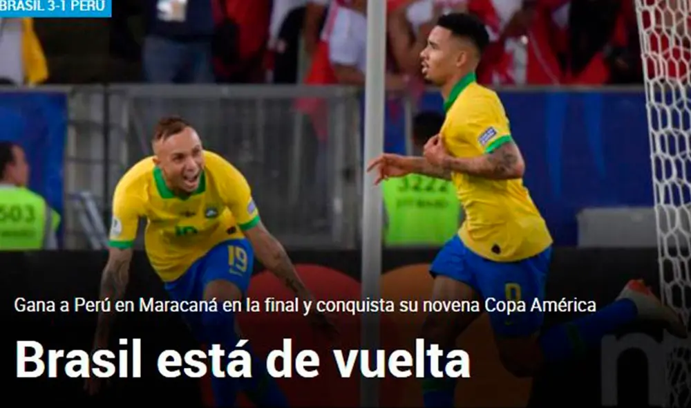 Perú perdió 3-1 ante Brasil por la final de la Copa América 2019. Así reaccionó la prensa internacional.