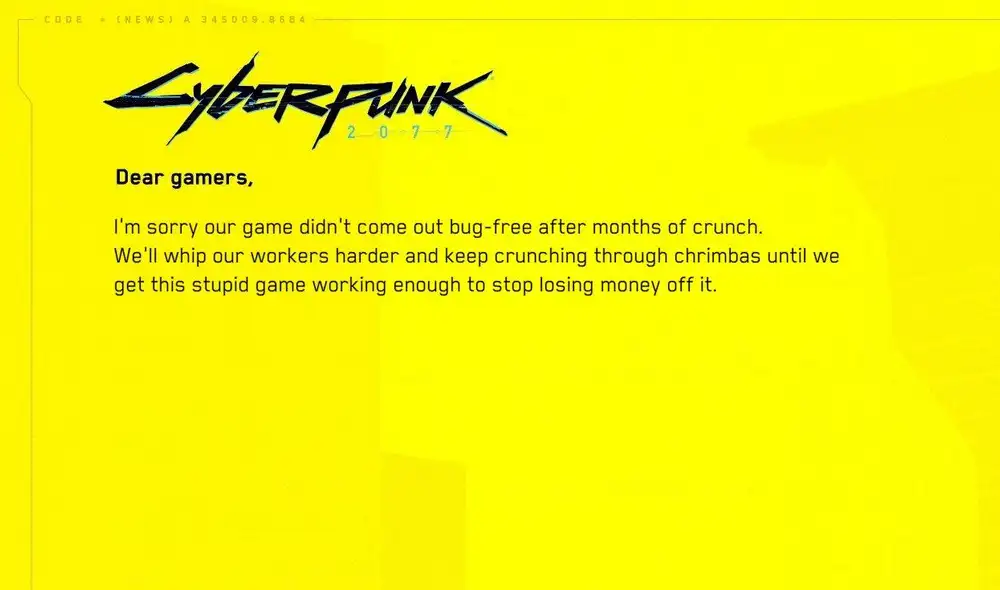 Esta herramienta crea tarjetas de disculpas al mismo estilo que las de CD Projekt Red. Foto: Foone/Twitter