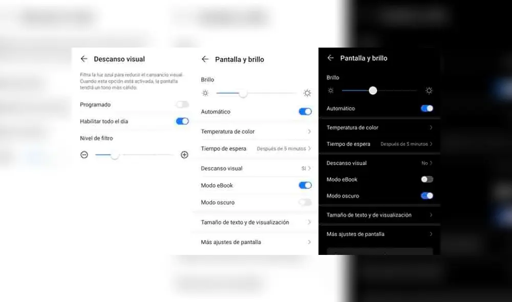 Modos de pantalla del Huawei Y6p. (Fotos: Edson Henriquez) Modos de pantalla del Huawei Y6p. (Fotos: Edson Henriquez)