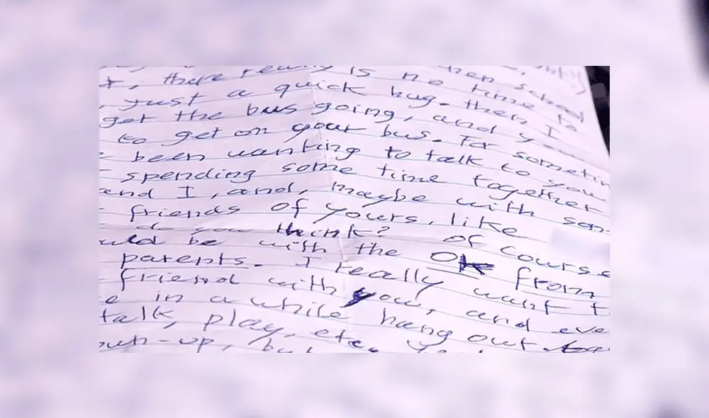 “Me gusta tener amistad con niños”: perturbadora nota de conductor de bus a estudiante [FOTOS]