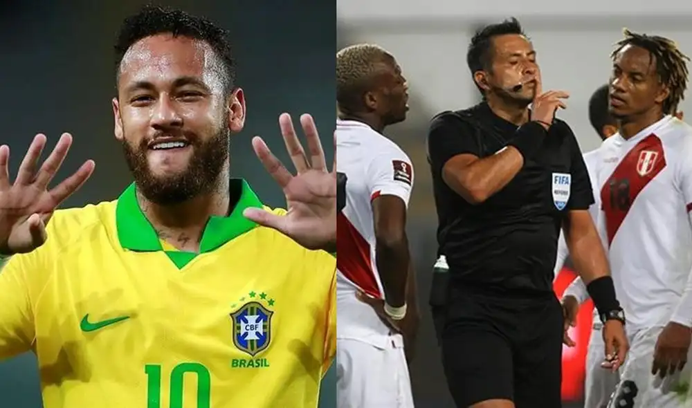 El crack brasileño y el árbitro chileno están en la mira de entidad peruana por lo sucedido en el partido Perú-Brasil. Foto: Composición EFE-AFP