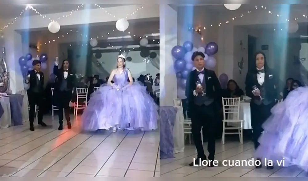 La madre bailó junto a su hija ante la falta de chambelanes. Foto: composición LR/captura de TikTok/@noolyyvilla_g