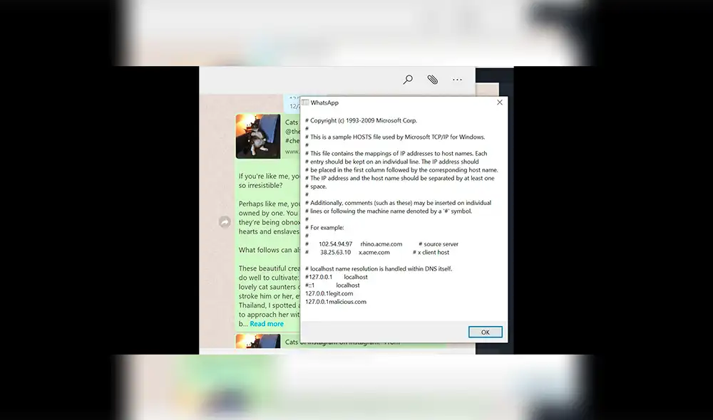 Cómo el fallo permitiría leer archivos del sistema operativo local como el contenido del C:\Windows\System32\drivers\etc\hostsarchivo. | Foto: PerimeterX