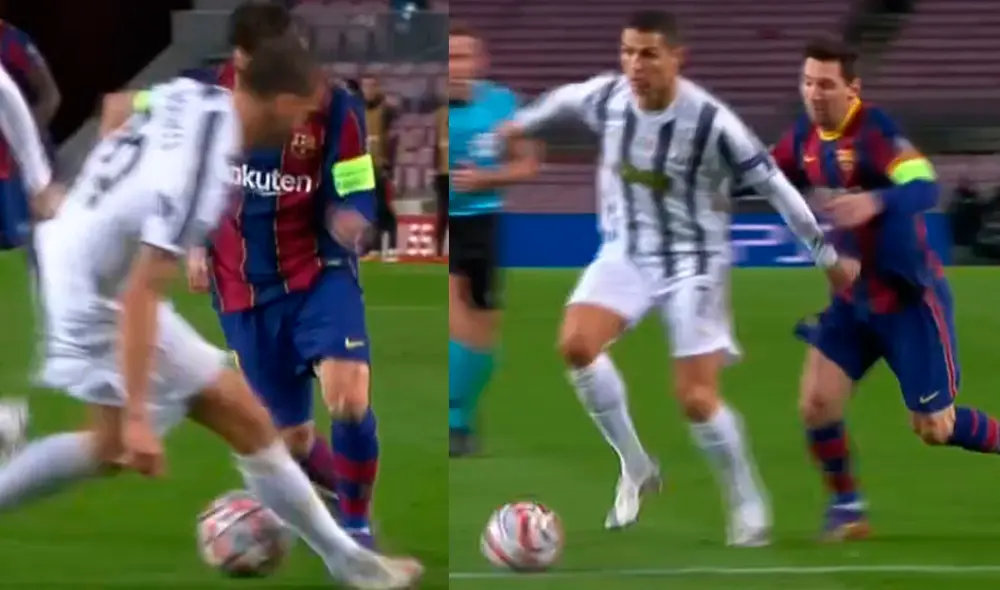 Messi y la jugada que le cortó Cristiano Ronaldo. Foto: ESPN 2