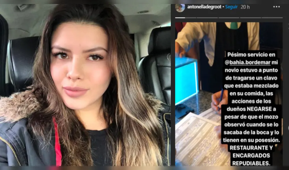 Mauricio Diez Canseco: Antonella de Groot denuncia a restaurante de la Costa Verde por venderle comida con clavos