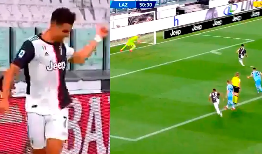 Doblete de Cristiano Ronaldo en la Juventus vs Lazio. Captura: ESPN