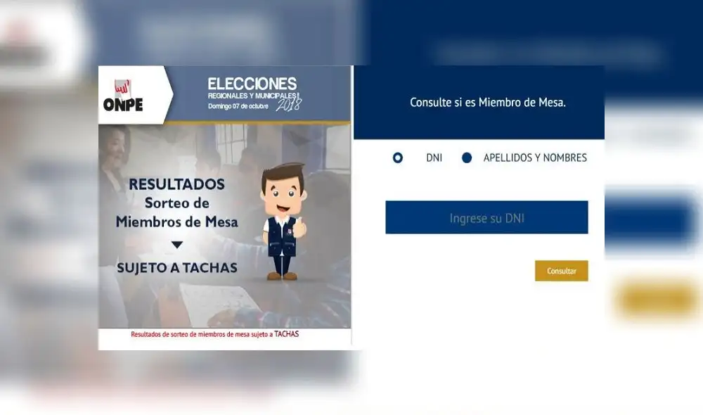 ONPE: conocer si eres miembro de mesa y ubica tu lugar de votación | Elecciones 2018 ONPE: conocer si eres miembro de mesa y ubica tu lugar de votación | Elecciones 2018