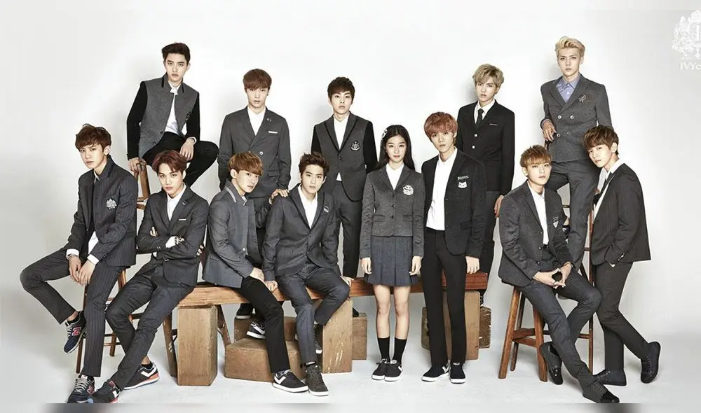 Seo Ye Ji y EXO para la marca de uniformes y ropa juvenil IVY CLUB. Foto: Naver