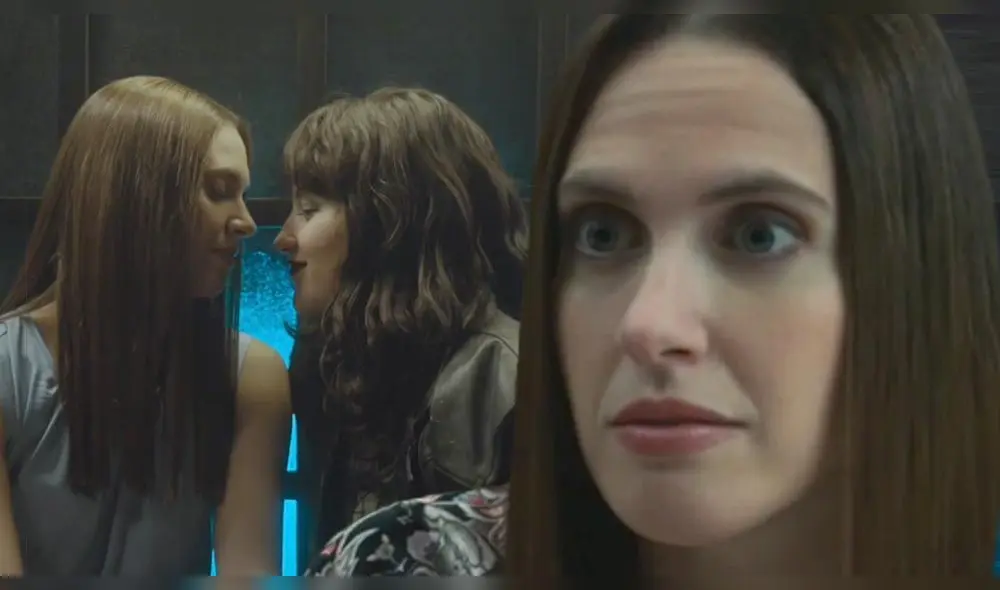 Emilia Drago da apasionado beso a Ximena Sariñana en serie. Fuente: Movistar Play Emilia Drago da apasionado beso a Ximena Sariñana en serie. Fuente: Movistar Play