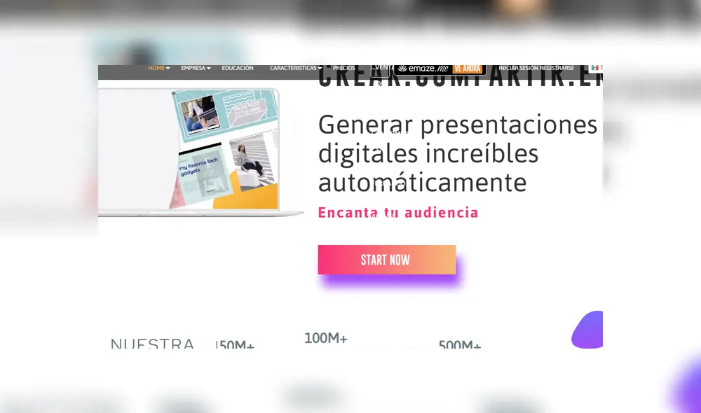 Desliza para ver cómo empezar a usar Emaze. Foto: Captura.