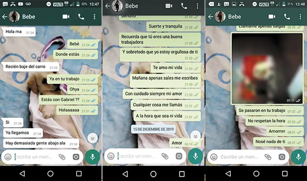 Despedida. Estos son los últimos chats que Alexandra y su madre Johana escribieron vía WhatsApp entre la noche del sábado 14 y el domingo 15 de diciembre. Despedida. Estos son los últimos chats que Alexandra y su madre Johana escribieron vía WhatsApp entre la noche del sábado 14 y el domingo 15 de diciembre.