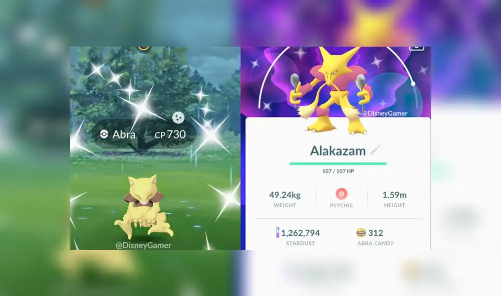 Abra y Alakazam shiny en Pokémon GO. Abra y Alakazam shiny en Pokémon GO.