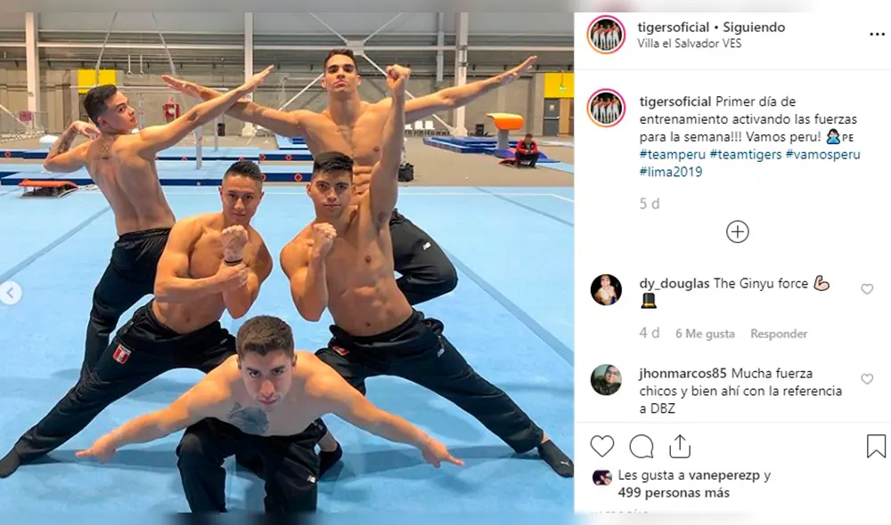 Juegos Panamericanos 2019: selección gimnasia peruana masculina posa como las Fuerzas especiales Ginyu de Dragon Ball Z.