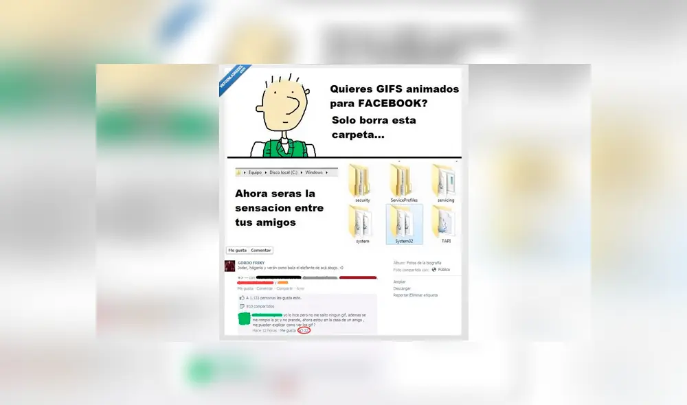 Miles de imágenes han "recomendado" por años eliminar la carpeta System 32 de tu computadora, pero en realidad se trata de una cruel broma.