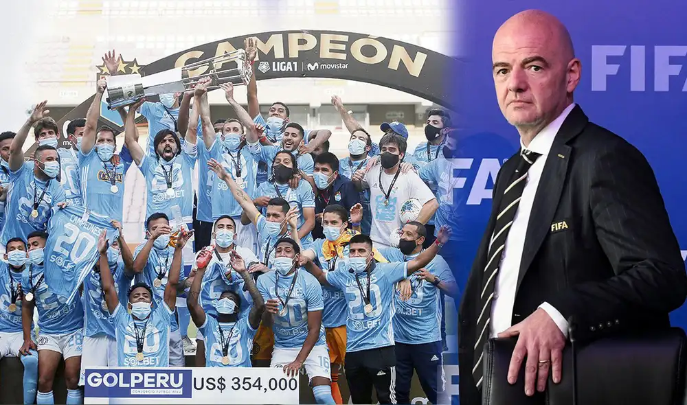 Infantino destacó que Cristal campeonó por quinta vez desde el 2012. Foto: composición Liga 1/AFP