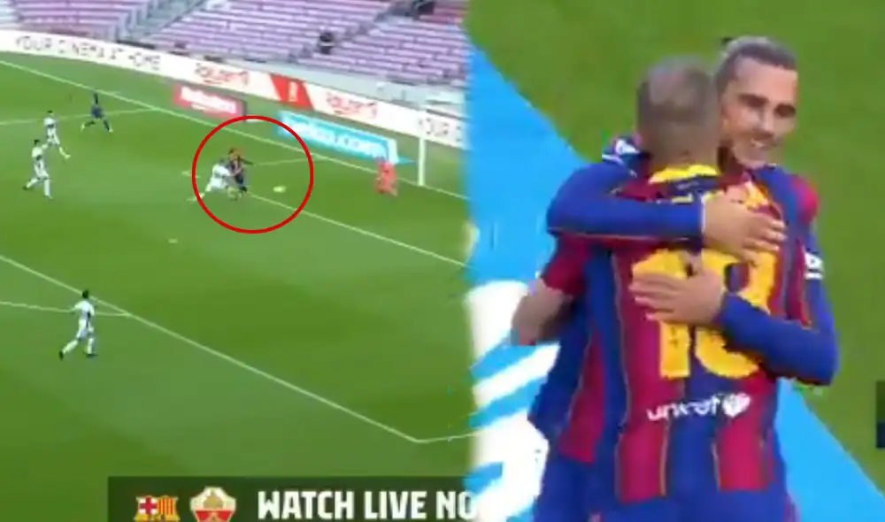 Griezmann fue el autor del primer tanto del Barcelo en el duelo ante Elche. | Foto: Captura de Barcelona TV