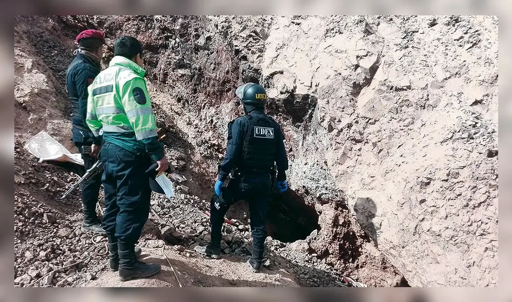 LABORES. Efectivos de UDEX inspecionaron el lugar para descartar si hubo o no una explosición en labor minera. LABORES. Efectivos de UDEX inspecionaron el lugar para descartar si hubo o no una explosición en labor minera.