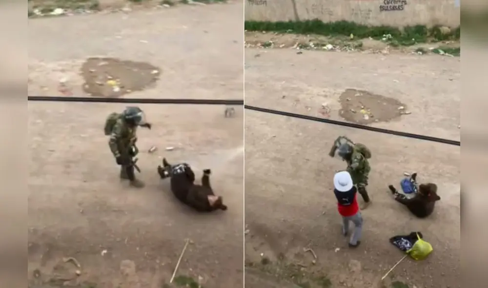 Policía fue captado agrediendo en Juliaca. Foto: composición LR Policía fue captado agrediendo en Juliaca. Foto: composición LR