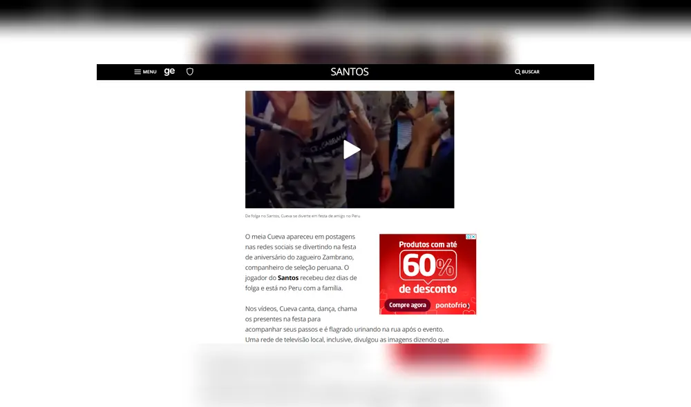 Un reconocido medio brasileño informó sobre el último episodio que protagonizó Christian Cueva.