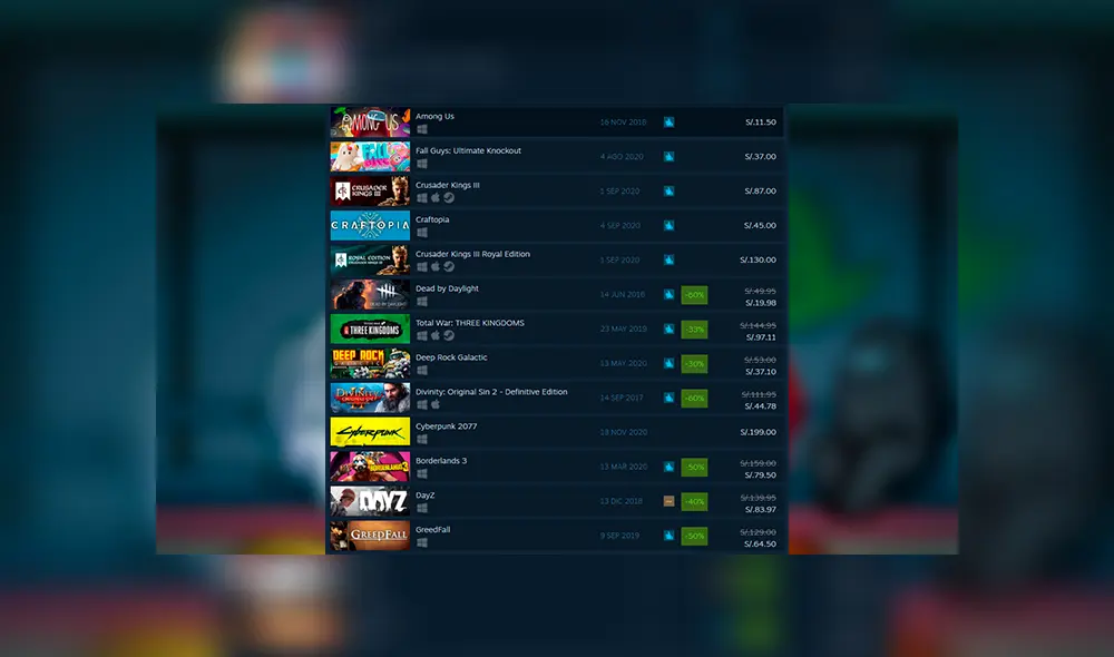 Among Us supera a Fall Guys y otros juegos AAA en Steam. Foto: Steam.