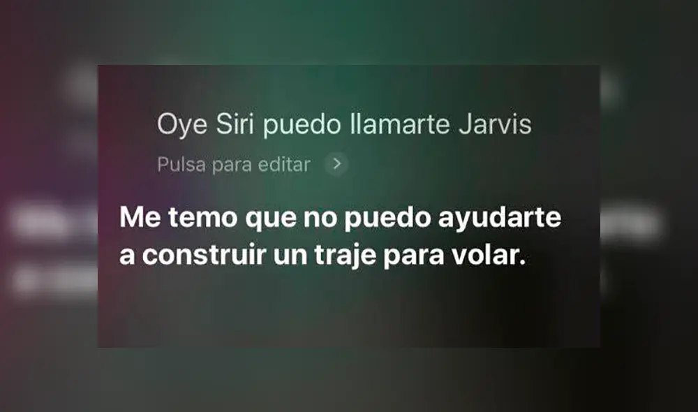 Resultandos de las conversaciones con Siri cuando la llamas Jarvis.