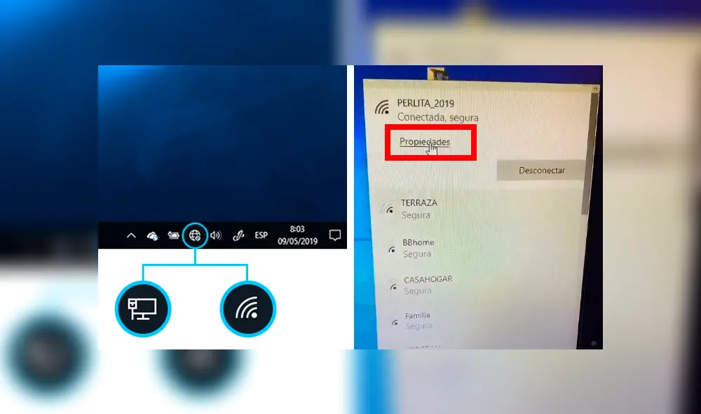 Ubica el nombre de tu red y dale clic a ‘Propiedades’