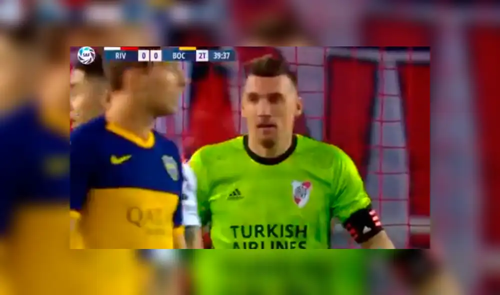 Franco Armani evitó el triunfo de Boca ante River con una soberbia atajada. Foto: Captura TNT. Franco Armani evitó el triunfo de Boca ante River con una soberbia atajada. Foto: Captura TNT.
