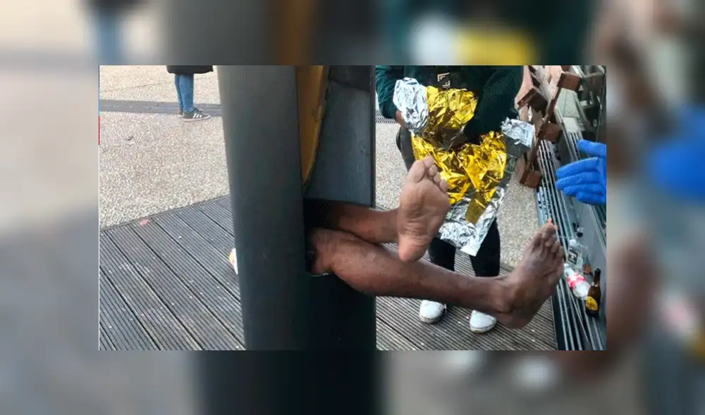 Hombre atrapado en poste. Hombre atrapado en poste.