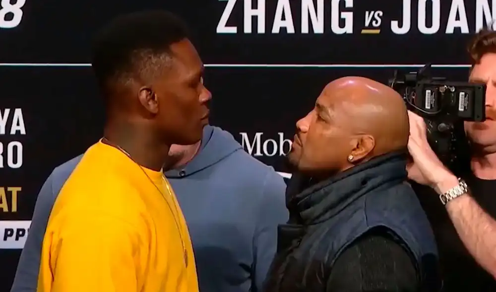 Yoel Romero le tiraba besos a Israel Adesanya durante su cara a cara. Yoel Romero le tiraba besos a Israel Adesanya durante su cara a cara.