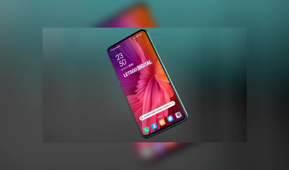 Así luciría el nuevo teléfono de Xiaomi con cámara frontal invisible. | Foto: LetsGoDigital