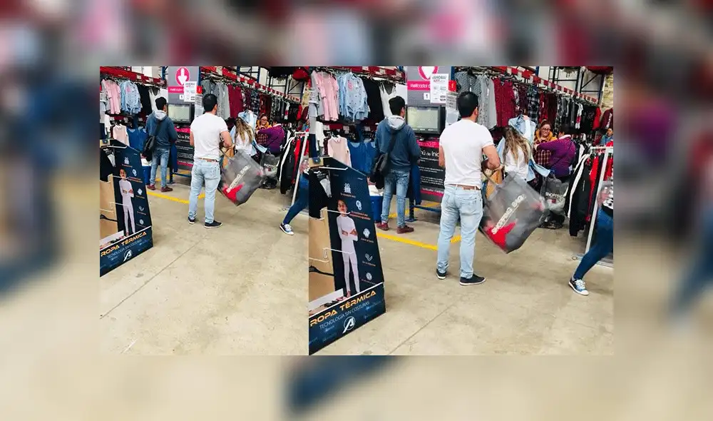 Facebook viral: indignación por padre que lleva a su hijo en bolsa de mercado [FOTOS]