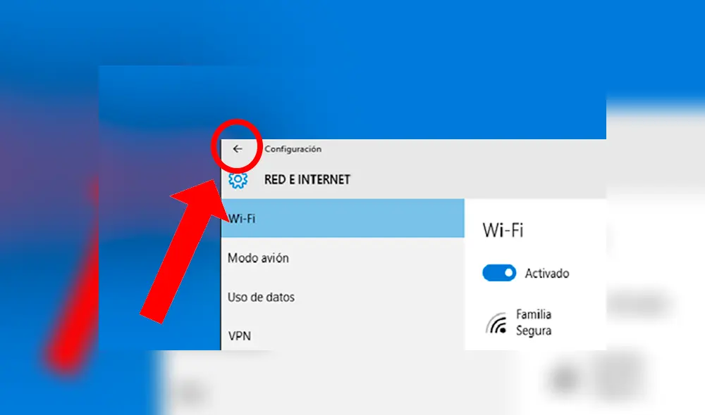 Aparecerá una ventana de configuración, ubica la flecha hacia la izquierda de la parte superior izquierda