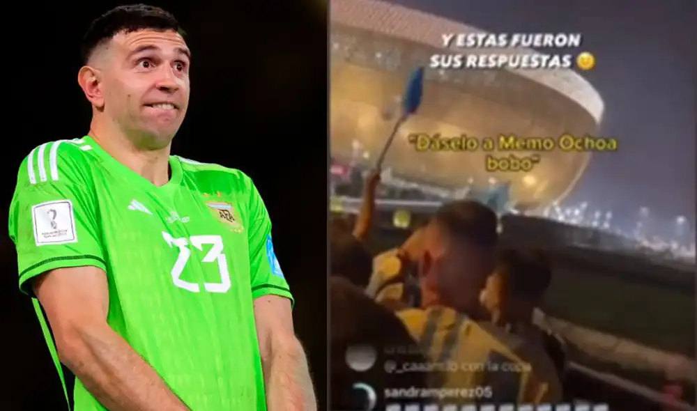'Dibu' Martínez arremetió contra el hincha mexicano que fue a saludar al bus del equipo argentino. Foto: composición EFE/Instagram