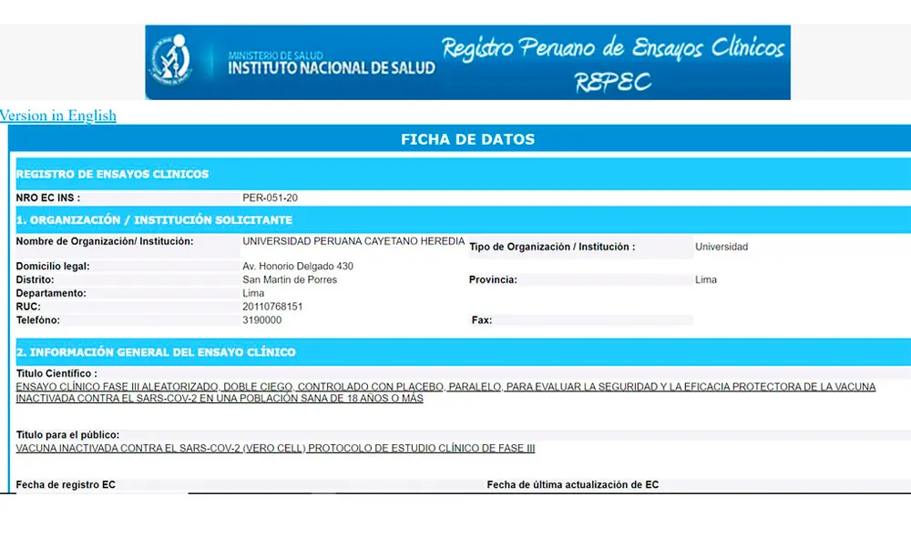 Perú autoriza el primer ensayo clínico de la vacuna contra el coronavirus. Perú autoriza el primer ensayo clínico de la vacuna contra el coronavirus.