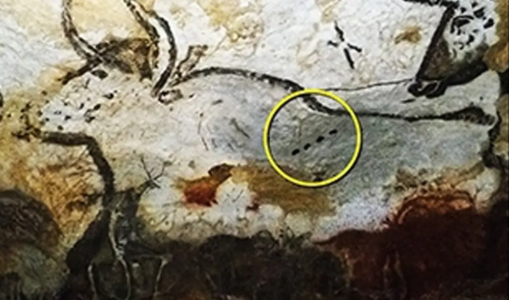 Las marcas analizadas en el estudio fueron grabadas junto a dibujos de animales. Foto: Bacon et al. Las marcas analizadas en el estudio fueron grabadas junto a dibujos de animales. Foto: Bacon et al.