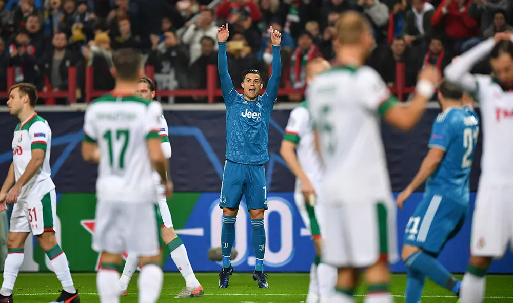 Cristiano Ronaldo puso el 1-0 a favor de la Juventus sobre el Lokomotiv a los 4 minutos de iniciado el partido por Champions League. | Foto: AFP