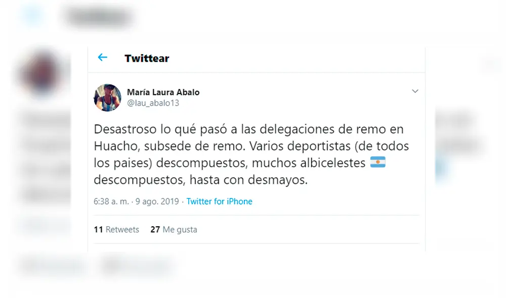 Laura Abalo, exremera argentina campeona en los Juegos Panamericanos de 2011, denunció los hechos vía Twitter.