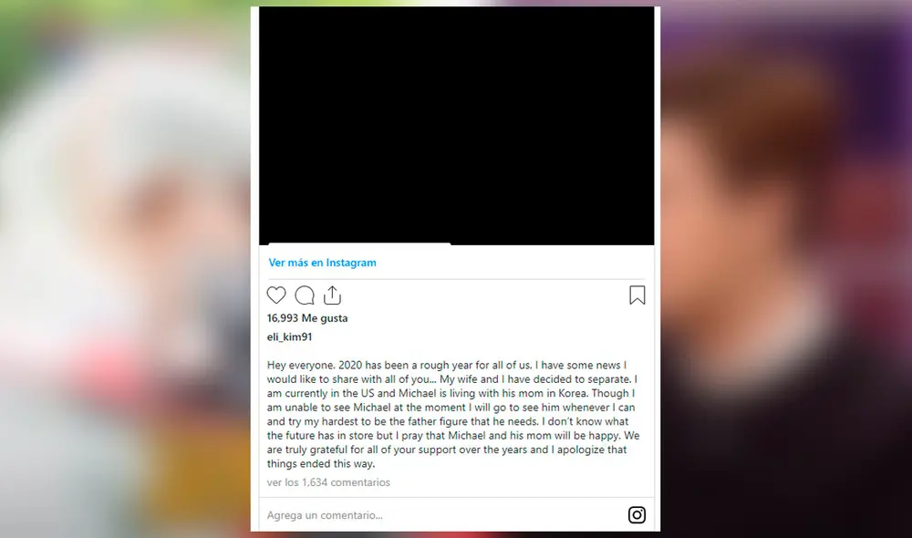 Publicación de Eli en Instagram sobre su divorcio Foto: captura Instagram Publicación de Eli en Instagram sobre su divorcio Foto: captura Instagram