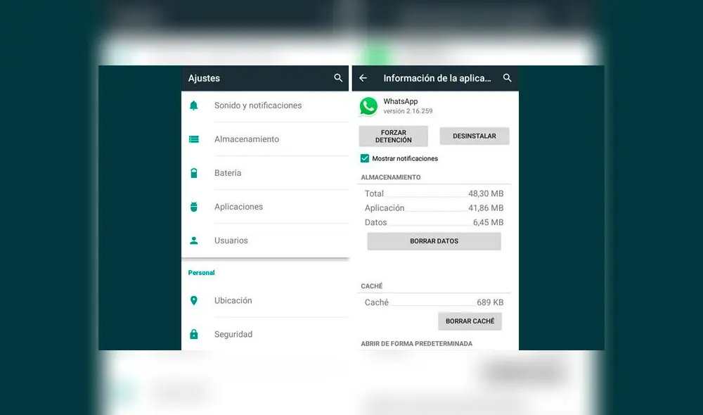 El proceso para borrar la memoria caché de WhatsApp es sencillo.
