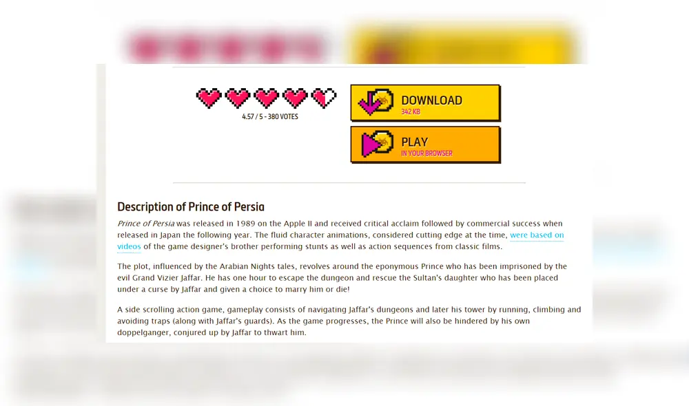 Brinda la opción de descargar o jugar desde navegador.