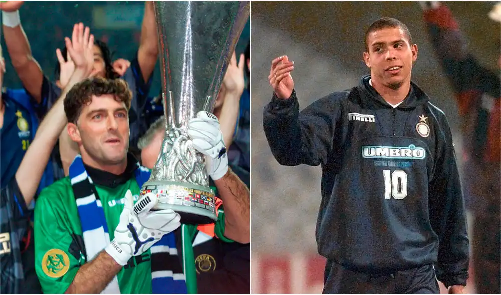 Ronaldo casi retira al arquero Gianluca Pagliuca, su compañero en el Inter de Milán. | Foto: AFP Ronaldo casi retira al arquero Gianluca Pagliuca, su compañero en el Inter de Milán. | Foto: AFP