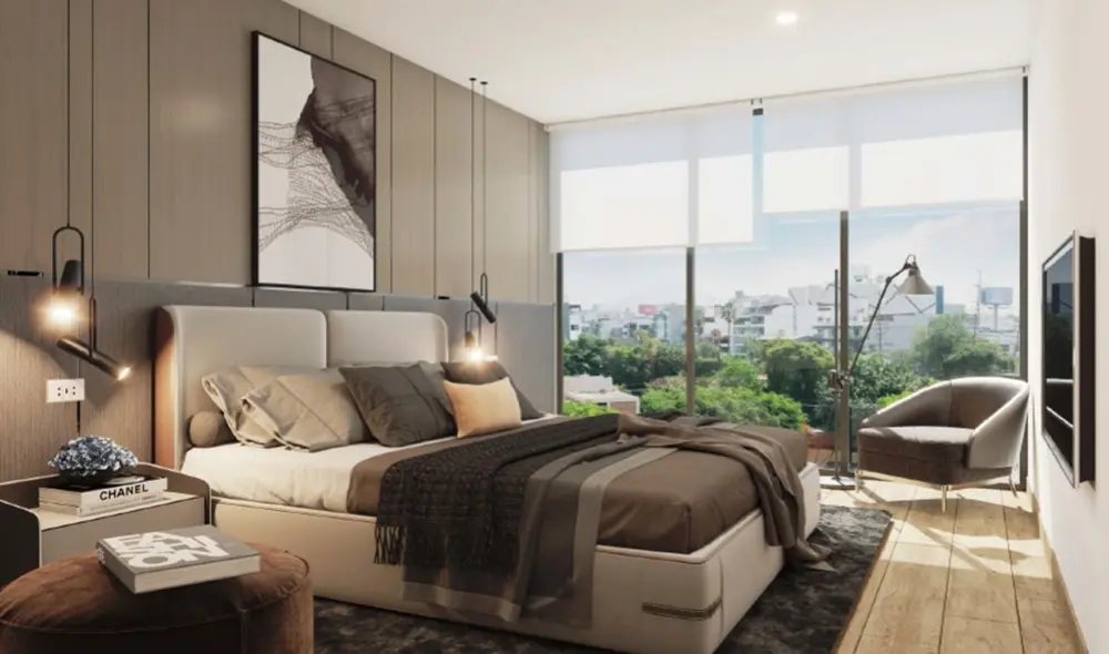 Dormitorio principal de un departamento smart. Foto: cortesía Dormitorio principal de un departamento smart. Foto: cortesía