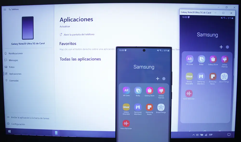 Compatibilidad nativa con la aplicación Tu Teléfono de Microsoft. Foto: Carol Larrain