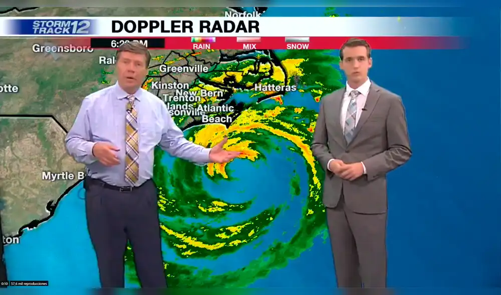 Evacúan estudio de televisión en vivo por paso del Huracán Florence Evacúan estudio de televisión en vivo por paso del Huracán Florence