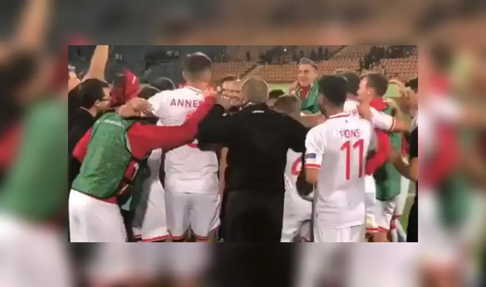 Jugadores de Gibraltar realizan emotiva celebración tras ganar su primer partido oficial [VIDEO]