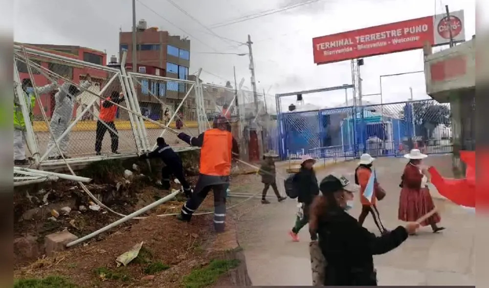 Puno. El terminal terrestre y aeropuerto continúan cerrados. Foto composición LR.