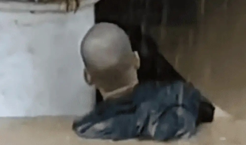 Desliza las imágenes para ver las sorprendentes escenas del hombre rescatando al perro. Foto: captura de YouTube